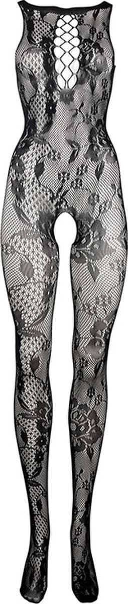 Criss Cross Neck Bodystocking - Black - O/S — thumbnail 4