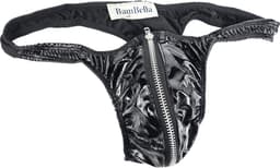 BamBella® - String Man - Maat S/M - sexy Lingerie Heren -Open voorkant rits - Zwart mannen string — thumbnail 2