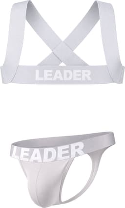 LEADER Essentials Multipack 1x Thong + 1x Harness Grey - MAAT XS - Erotisch Heren Ondergoed - String voor Man - Sexy mannen String — thumbnail 1