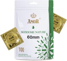 AMOR Nature 60 mm condooms 100-pack | Premium natuurkleurig | gevoelsecht flinterdun | 0,07 mm wanddikte — thumbnail 1