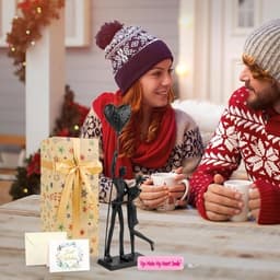 Romantisch IJzeren Sculptuur Paar - Handgemaakt Metalen Standbeeld voor Liefde en Huwelijksgeschenken — thumbnail 3