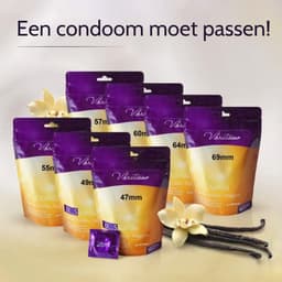 VIBRATISSIMO condooms XXL Vanilla 50-pack | met aroma | for Men | met dunne wanddikte & gearomatiseerd | gevoelsecht flinterdun | b=57 mm — thumbnail 3