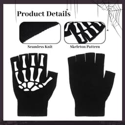 1 Paar Halloween Schedel Bone Hand Handschoenen Skelet Vingerloze Handschoenen Voor Mannen Vrouwen Kids Bone Handschoen Unisex Punk Goth Accessoires In Het Donker Halloween Kostuum Emo — thumbnail 4