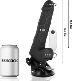 BASECOCK - VIBRADOR REALÍSTICO CONTROL REMOTO Black CON TESTÍCULOS 19.5 CM -O- 4 CM — thumbnail 2