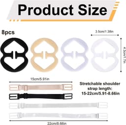 8 Stuks Racerback Bh Bandclips met 4 Antislip Schouderbandjes, Bh Clips om Racerback Houders voor Verborgen Bandjes te Maken voor Jurken Shirts Blazers Baljurken Sporttops — thumbnail 2