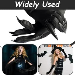 SnelShoppen - Halloween Kostuum Handschoenen Zwart Lange Gloves met Nagels - Herbruikbare Polyester Handschoenen voor Feestelijke Halloween Outfit - U — thumbnail 5