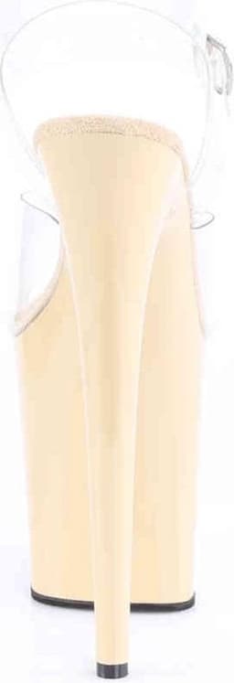 Pleaser - FLAMINGO-808 Sandaal met enkelband, Paaldans schoenen - Paaldans schoenen - 42 Shoes - Creme/Transparant — thumbnail 4