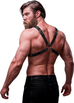 FETISH SUBMISSIVE ATTITUDE | Fetish Submissive Attitude - Eco Leather Crossed Chest Strap Harness Men — thumbnail 2