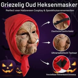 Realistisch 22x11 inch Oude Man Masker met Hoofddoek voor Halloween, Kostuumfeest en Cosplay, Perfect voor Carnaval en Verkleedpartijen — thumbnail 2