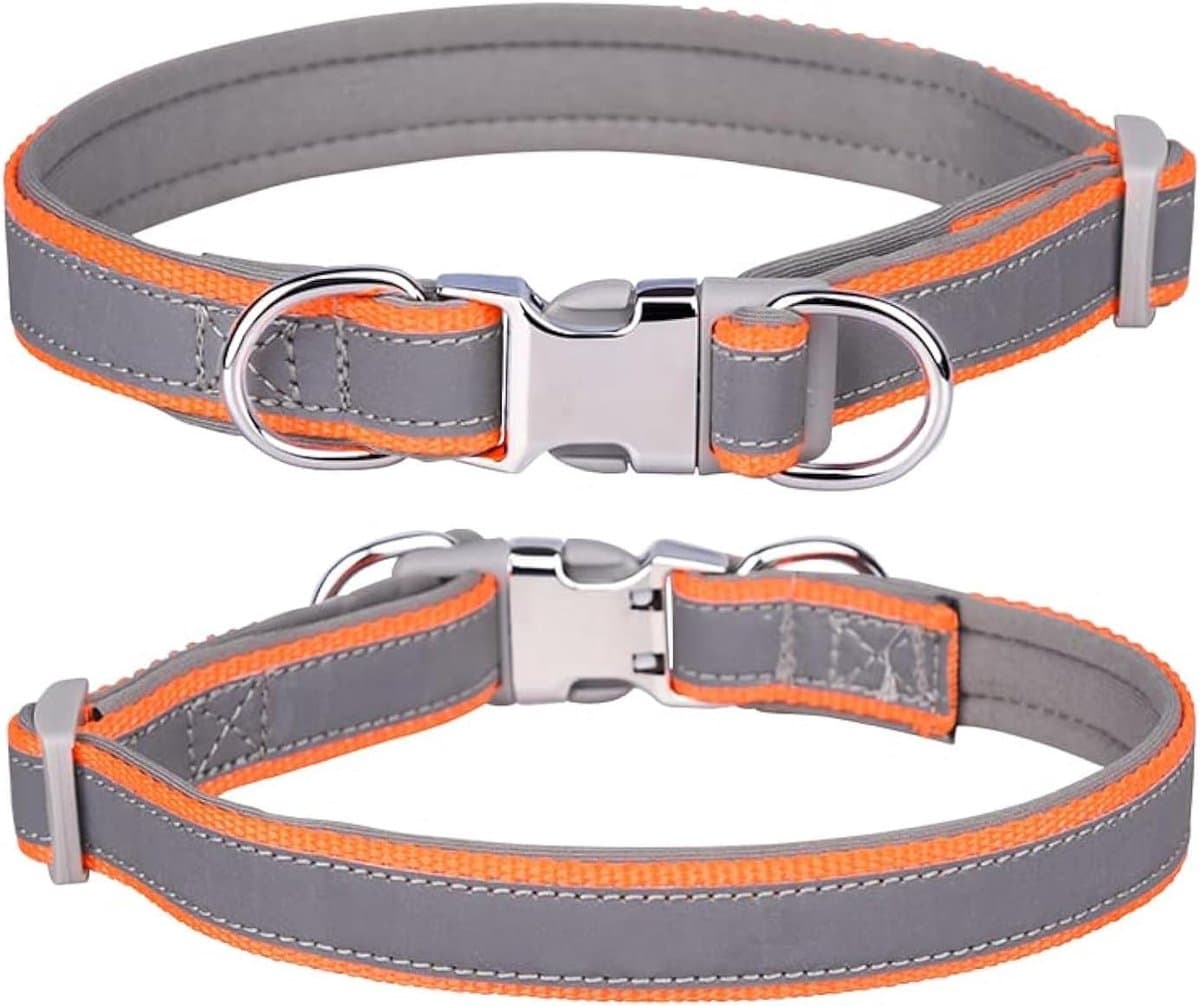 Dailygoods- Halsband Reflecterend - Verstelbaar - Hondenhalsband - Zacht Neopreen - Roestvrij Staal - Geschikt voor kleine/medium/grote honden (hals 26-42cm) — afbeelding 1