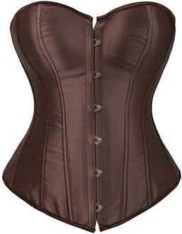 Sexy dameskorset – Gotisch kanten korset – Taillecorrigerende shapewear – Nauwsluitend lijfje met vetersluiting – Perfect voor gothic stijl, cosplay en Halloweenkostuums – bruin – Maat S — thumbnail 1