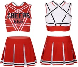 Sexy Cheerleader Kostuum - 2-delig Rood Verkleedpakje - Rokje & Korte Top Met Open Rug - Rollenspel / Cosplay - Lingerie Ondergoed voor Dames - Maat L — thumbnail 4