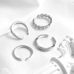Teenringen Set - Voetjuwelen Vrouwen - Strand Zomer - Verstelbaar Open Design - 4 Stuks - Zilverkleurig — thumbnail 2