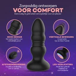 TipsToys® Vibrerende Buttplug - 2 in 1 Stotende Functie LED-Verlichting en Afstandsbediening - Anaal Seksspeeltjes voor Mannen - Sextoy met Trust functie — thumbnail 5