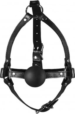 Hoofdharnas met Solid Ball Gag - Zwart — thumbnail 2