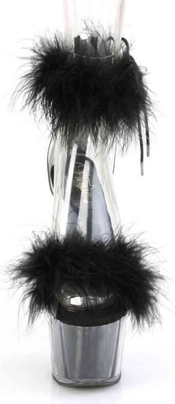 Pleaser - ADORE724F Sandaal met enkelband, Paaldans schoenen - Paaldans schoenen - 45 Shoes - Zwart/Transparant — thumbnail 2