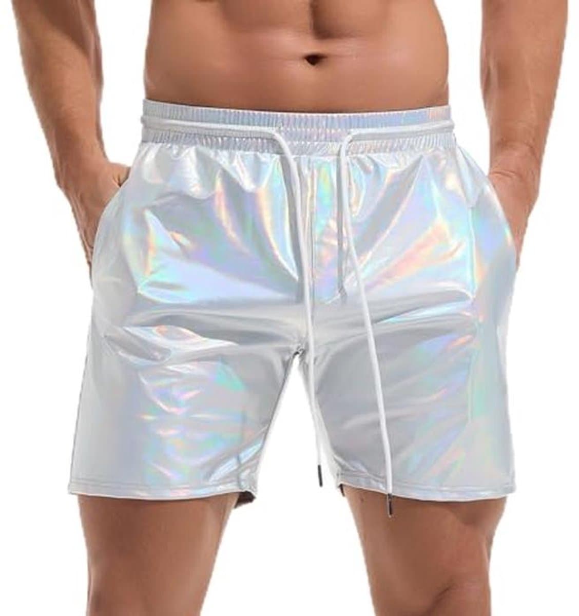Metalen shorts voor heren - Glanzend disco en party outfit — afbeelding 1
