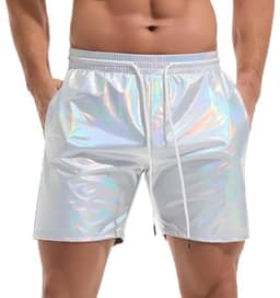 Metalen shorts voor heren - Glanzend disco en party outfit — thumbnail 1