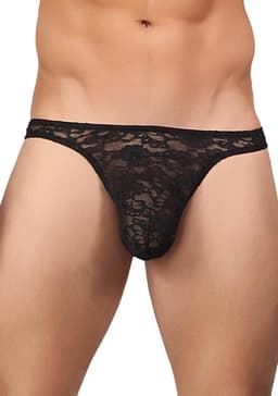 Male Power Stretch Lace Thong Bong Thong L/XL - zwart — thumbnail 5