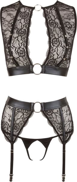 Cottelli Collection – Bondage Jarretel Set met Hand Boeien voor Onderdanig Genot – Maat XL – Zwart — thumbnail 8