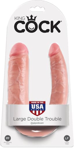 Pipedream King Cock dubbele dildo Double Troubleargekin beige - 17,48 inch — thumbnail 4