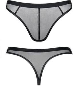 Elastic mesh Men's thongs - Black — thumbnail 4
