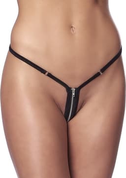 Nooitmeersaai - Mini G-string met ritssluiting one size - zwart — thumbnail 1