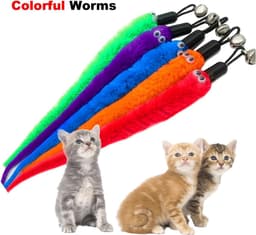 10 stuks wormen kat speelgoed navulling, kattenworm speelgoed kattentoverstaf bijlagen, kattenveer speelgoed hulpstukken vervangingen, speelgoed worm kat speelgoed voor binnen — thumbnail 3