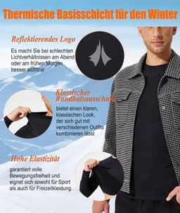 Thermoshirt voor heren, lange mouwen, fleecevoering, herfst en winter, warm bovenstuk, lange mouwen, voor voetbal, skiën, wintersport — thumbnail 5