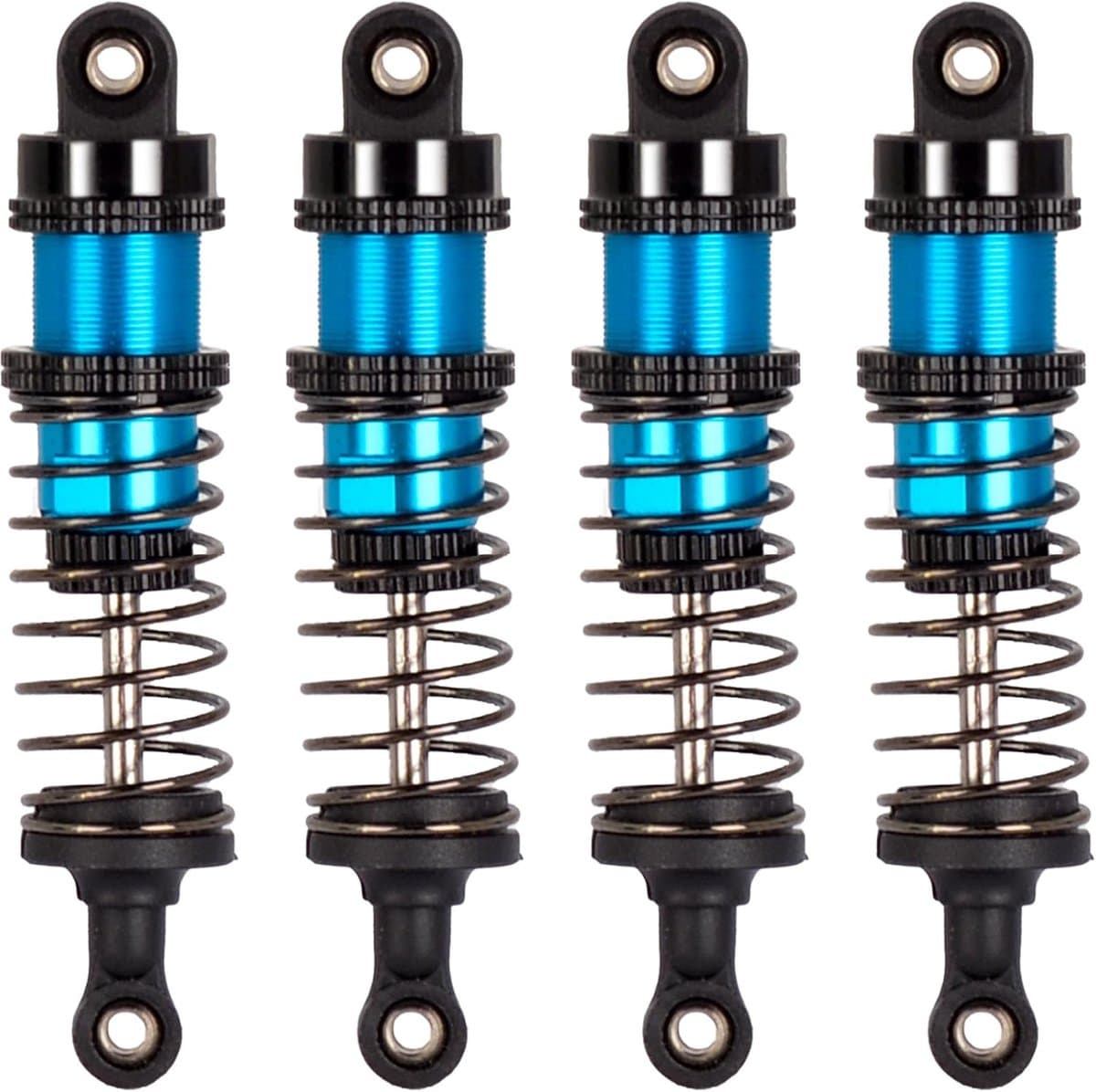 Geoliede 4 stuks 72 mm aluminium olieschokkenset voor 1/12 1/14 1/16 RC auto's - upgrade voor/achter, compatibel met WLtoys 144001, 124019, MJX 16208, HBX — afbeelding 1