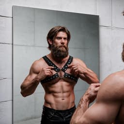FETISH SUBMISSIVE ATTITUDE - MEN'S CROSS-OVER ECO-LEATHER CHEST HARNESS WITH STUDS | BONDAGE | BDSM | FETISH ACCESSORIES | CHEST HARNESS — thumbnail 5