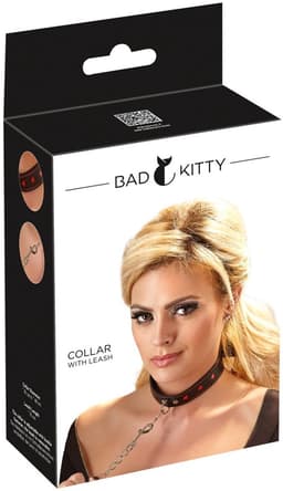 Bad Kitty – Lederen Kraag Band met O-ring en Ketting voor de Veeleisende Onderdaan – Zwart — thumbnail 2