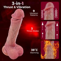 Lovemytoy® 360° Verwarmde Stotende Dildo – App & Afstandsbediening – 7 Vibratiestanden – 7 Telescopische Bewegingen – Zuignap – 19,5 cm – Lichte Huidskleur — thumbnail 4