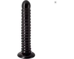 Extra Lange Dikke Anal Plug – Ribbelstructuur – Flexibel – Brede Voet – Zwart – 18+ – Voor Ervaren Gebruikers