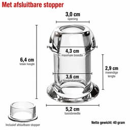 Grote holle anale plug met stopper - Buttplug - Transparant - Dilator - Kont - Vagina - Verschillende maten — thumbnail 4
