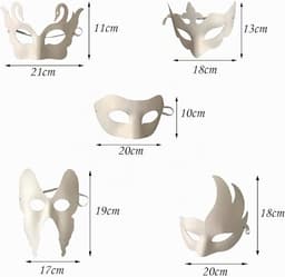 Set van 10 witte halve maskers voor een gemaskerd bal, feest, carnaval, rollenspel, opera (wit) — thumbnail 5