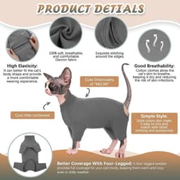 Herstelpak Voor Kat en Hond Vierpotige Onesie Herstelkleding Huisdier Recovery Suit Beschermpak Kalmerend Shirt Postoperatieve Kleding Voor Katten en Kleine Honden Maat S — thumbnail 5