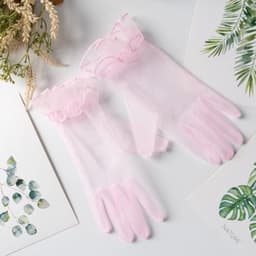 Handschoenen, tule korte vintage avondhandschoenen opera party handschoenen zomer zonwering transparant mesh handschoenen dames carnaval kostuum accessoires, roze — thumbnail 4