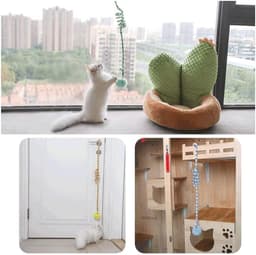 zalati Interactieve kat speelgoed zachte pluche met bellen opknoping bungee koord voor indoor kat speelplezier - blauw — thumbnail 2