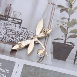 Parel Libelle Broche Pin Groen Kristal Insect Libelle Pin Elegant Bruidsboeket Broche Sierlijke Parel Strass Libelle Vliegen Revers Pin Kleding Accessoires Sieraden Voor Vrouwen, — thumbnail 3