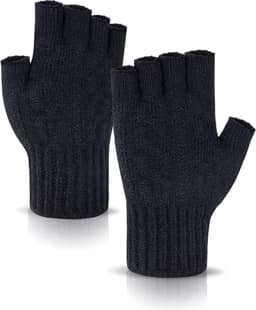 Handschoenen voor heren en dames, gebreide vingerhandschoenen zonder vingertoppen, zachte fleece handschoenen zonder vingers voor typen, fietsen, rijden, kamperen, hardlopen — thumbnail 1