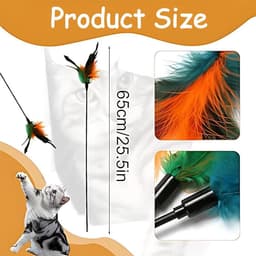 Verenspeelgoed voor katten, 6 stuks, hengel 65 cm, zwarte veren, interactieve stimulatie — thumbnail 4
