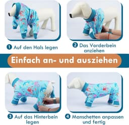 zacht en huidvriendelijk, wondbescherming, haaruitval, allergieën, verkoudheid, anti-likken, voor herfst en winter, voor binnen en buiten, pyjama voor middelgrote honden, blauw — thumbnail 3