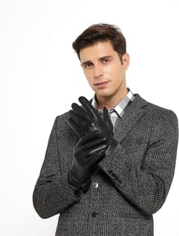 Men's winter genuine sheepskin leather warm gloves cashmere or wool lining - ShopVlot — thumbnail 5