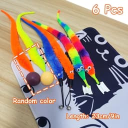 6 stuks magische wormen speelgoed, magische wormen, interactief kattenspeelgoed, grappig kattenspeelgoed, springbal, grappig interactief kattenspeelgoed, verschillende kleuren (B) — thumbnail 5