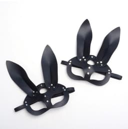 Cosplay masker - Konijn masker - Bunny harnas - Cosplay accessoire - Sexy masker - Sexy harnas - Bunny cosplay harness - Zwart - PU leer - Jonyx — thumbnail 3