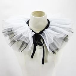 Dames Vintage Tule Kraag Zwart Witte Nepkraag Halsruches Clownkraag Ruches Kant Sierkraag Voor Halloween Carnaval Cosplay Kostuum Accessoires — thumbnail 3