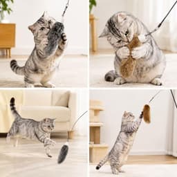 Vervangingskop voor Hengel Kat 2 Kleuren 12 cm Nepkonijn — thumbnail 2