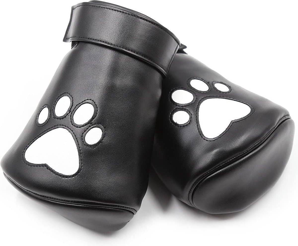 Banoch - Perrito Mittones - dog paws mittens bondage - PU Leer - Wit Voetje - puppy play — afbeelding 1