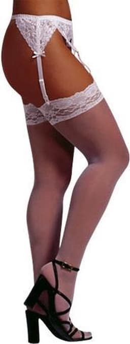Cottelli Collection – Jarretel Kousen met Sexy Motief Langs Rand voor Onschuldig Uitstraling – Maat M – Wit — thumbnail 6